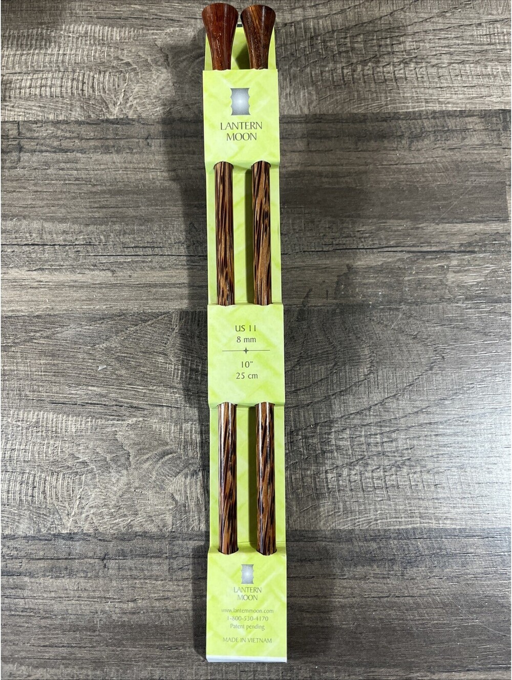 Lantern Moon 10" 25cm Palmwood Single Point Knitting Needles US 11 (8mm)